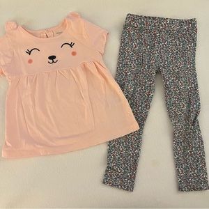 Pink 2pc Floral Bear Face Set